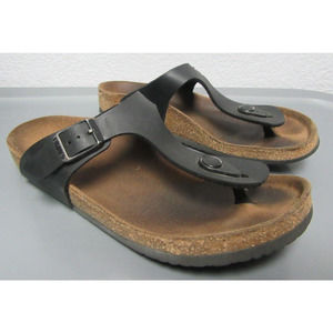 BIRKENSTOCK Gizeh Sandals Black Birko-Flor Women's Size 7 US 38 EU Reg